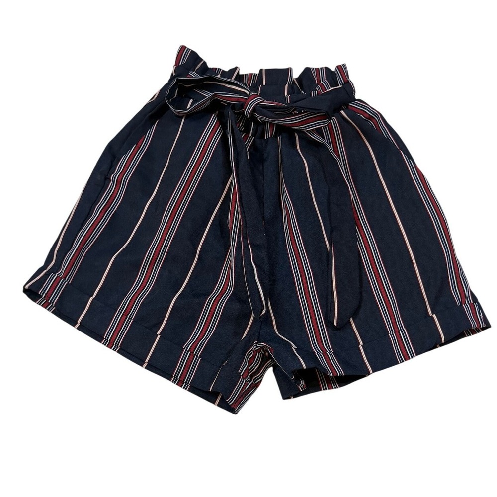 Zawary Striped Paperbag Waist Shorts Navy/Red/White Kids Size‎ 14